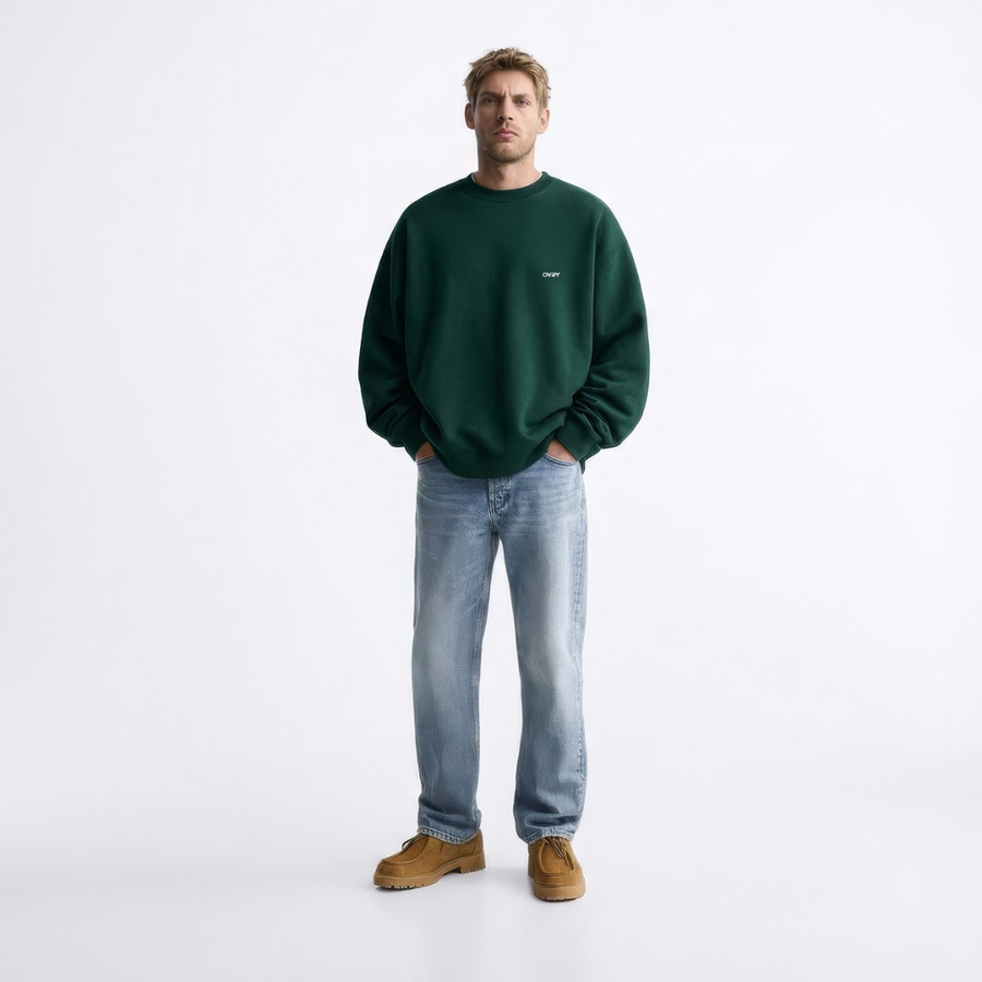 OVRY Relaxed Fit Olive Round Neck product thumbnail 2