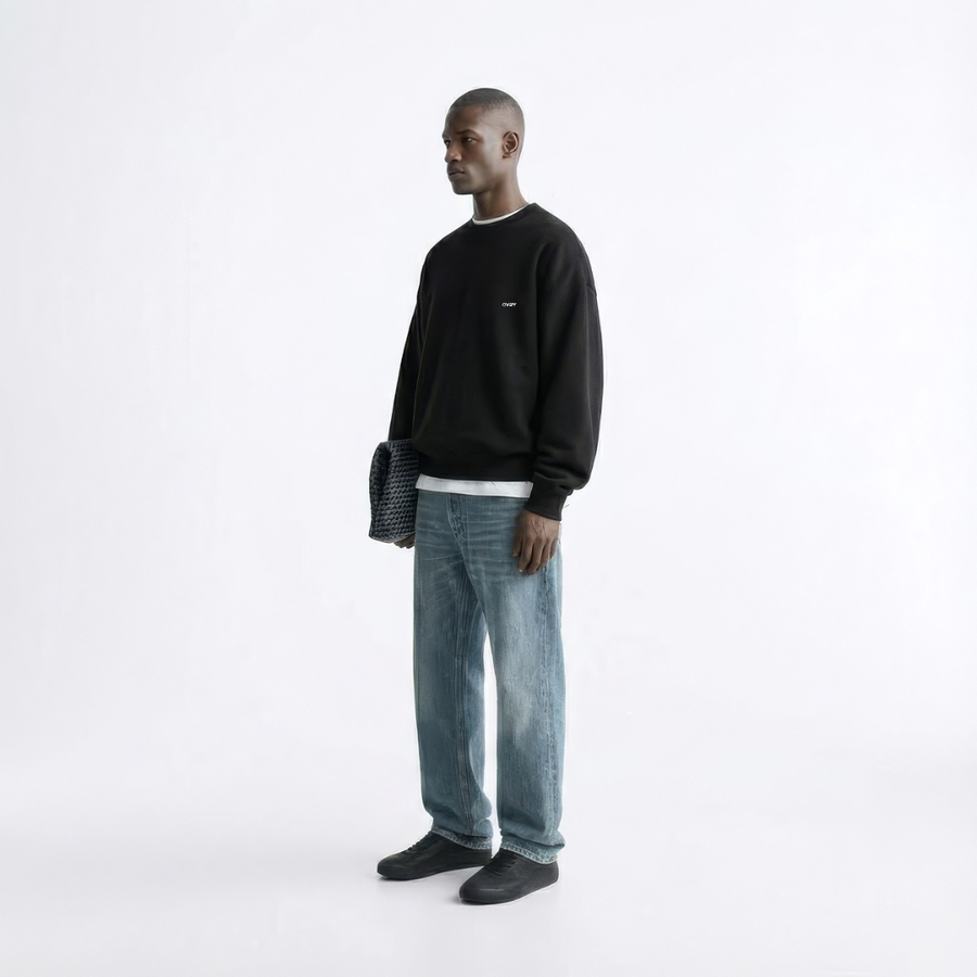 OVRY Relaxed Fit Black Round Neck product thumbnail 3