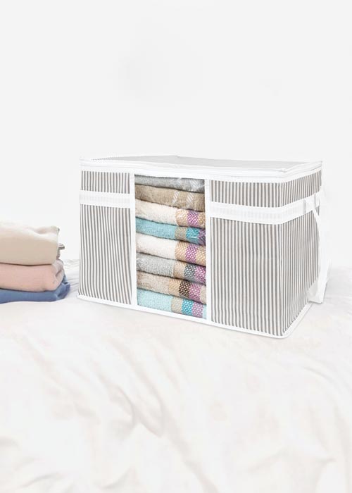 حقيبة تخزين بنافذه شفافة striped | عرض3قطع