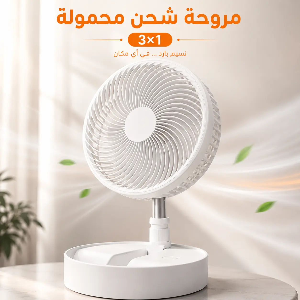 مروحة شحن محمولة تلسكوبية