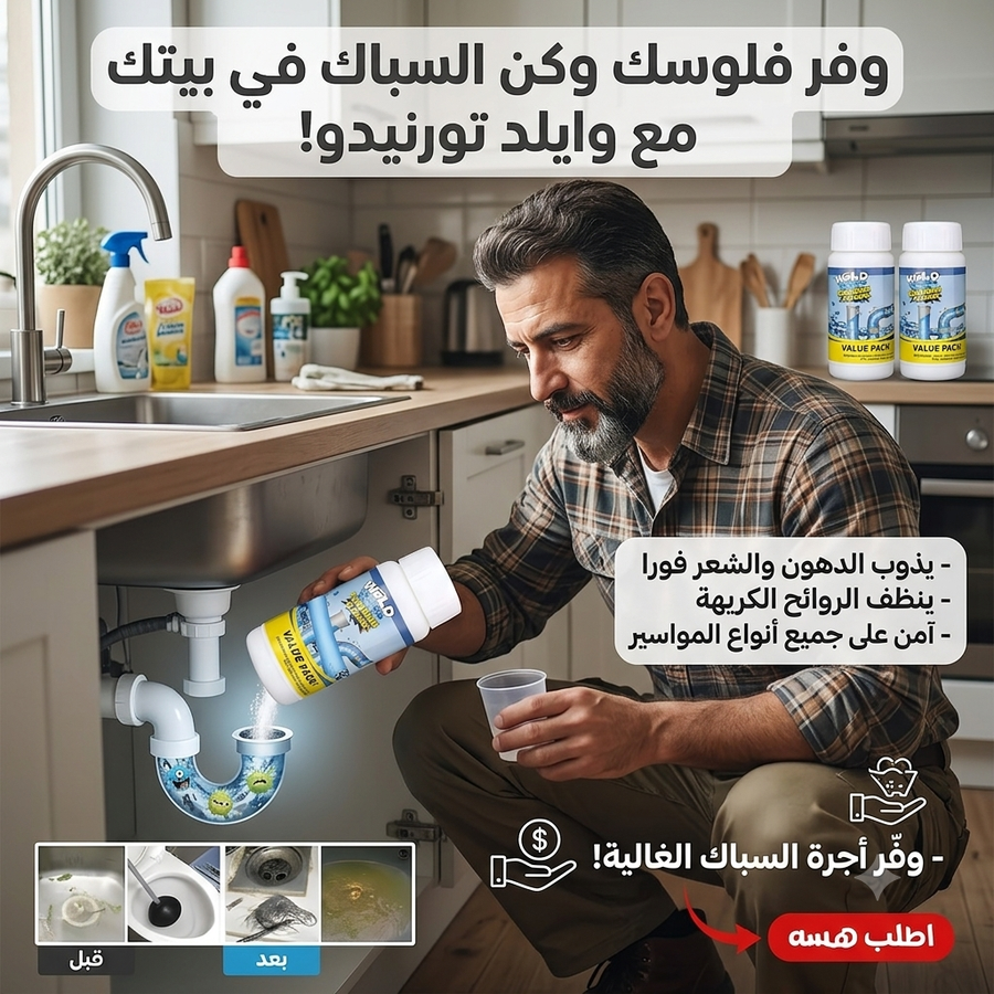 عبوة مسحوق تسليك الأحواض